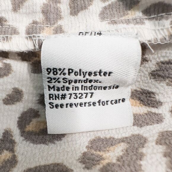 Nine West Leopard Animal Print V Neck Peplum Blouse Womens Large Crepe Chiffon - Picture 13 of 14